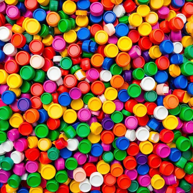 Freshly manufactured plastic caps